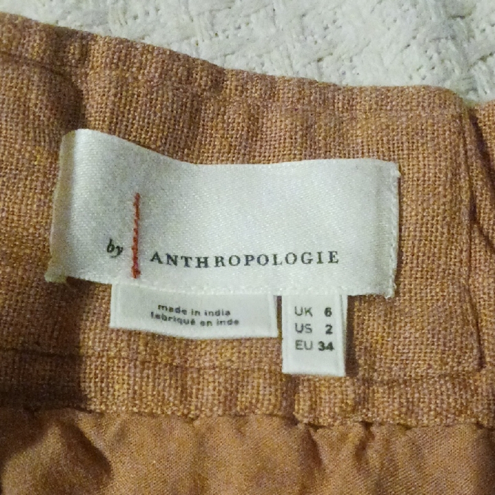 Anthropologie Floral Embroidered Mini Skirt - Tan and Pink - Picture 7 of 7